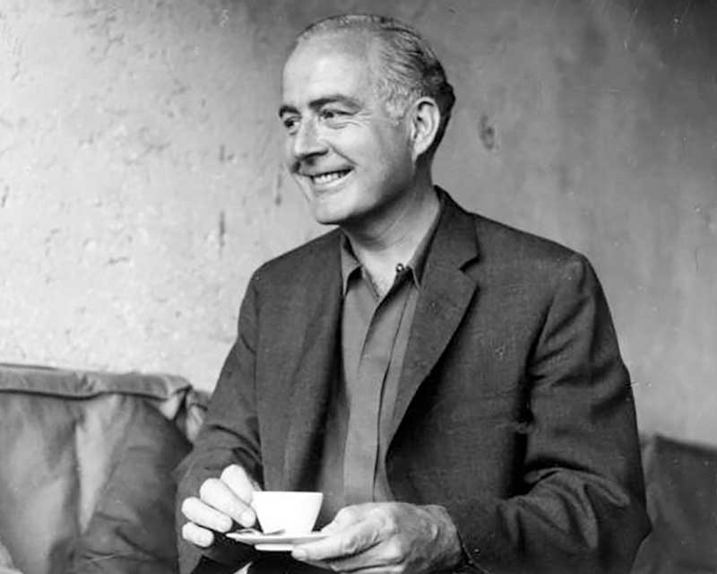 Samuel Barber (drinking tea, smiling)